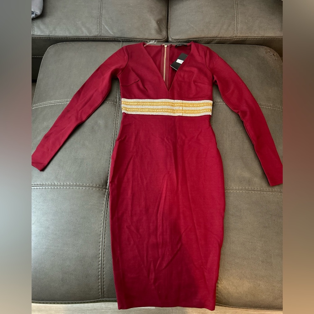 Woman red beautiful elegant dress